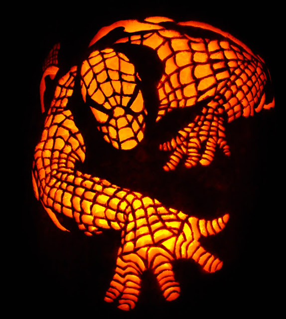 Free spiderman pumpkin stencil carving pattern designs for download