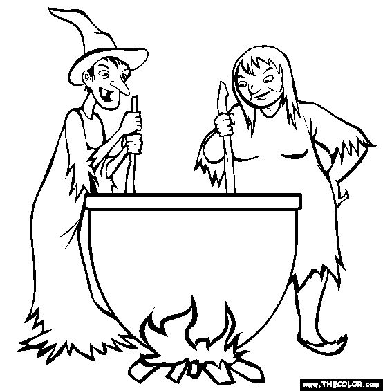 Free witch hat and cauldron printable coloring page templates for kids and adults