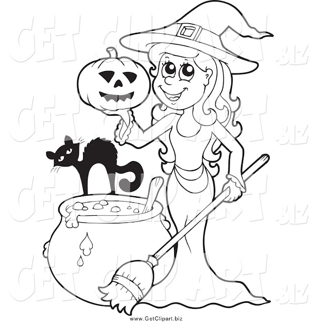 Free witch hat and cauldron printable coloring page templates for kids and adults